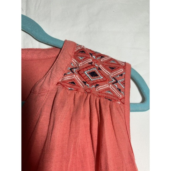French Laundry‎ Top Womens Medium Coral Button Top Embroidered Shoulder EUC M12 - Picture 3 of 5
